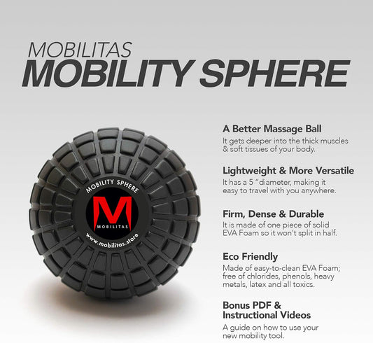 Mobility Sphere - 5 Inch Large Massage Ball Roller, Myofascial Release Ball & Psoas Release Tool - Trigger Point Massage Tool, Foam Roller Mobility for Muscle Recovery