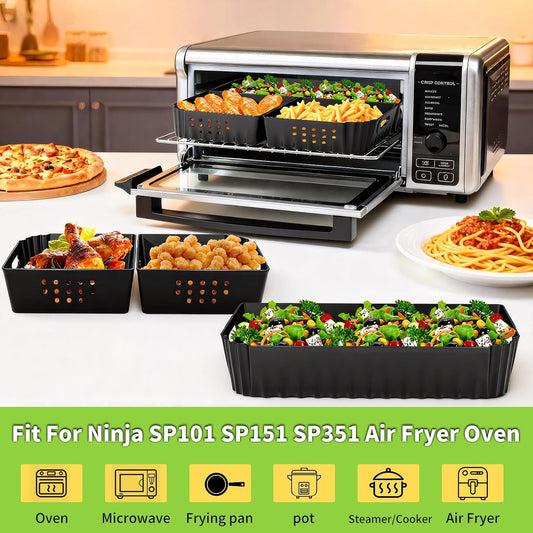 Silicone Air Fryer Liners for Ninja SP101 SP151 SP351 Air Fryer Oven 3 PCS | Silicone Oven Liners Air Fryer Accessories for Ninja Digital Air Fry Countertop Oven SP101 SP151 SP351 SP201 SP301