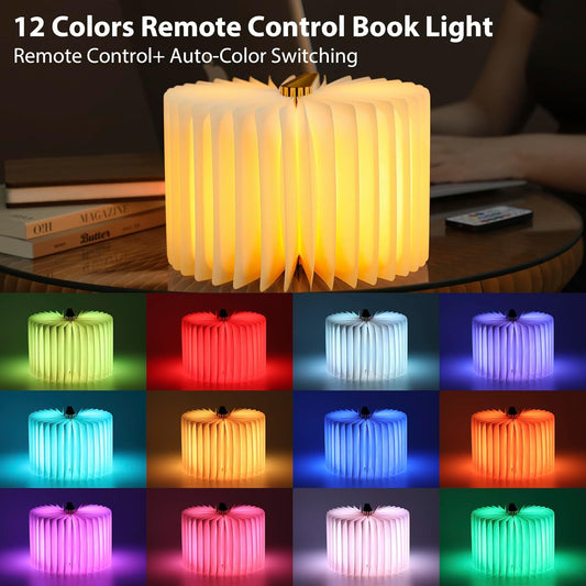 4.7 in Wooden Book Lamp, Book Lovers Gifts,Teacher Appreciation Gifts | Folding Book Light, Ambient Lighting for Home Library Bookshelf Decor, Gift for Men Reader Bookworm Birthday (Maple)