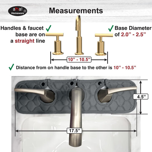 Bathroom Sink Splash Guard 3-Round-Hole : AHA HOMEWARE, Faucet Mat for Bathroom Sink 3 Holes (Gray & Gray)