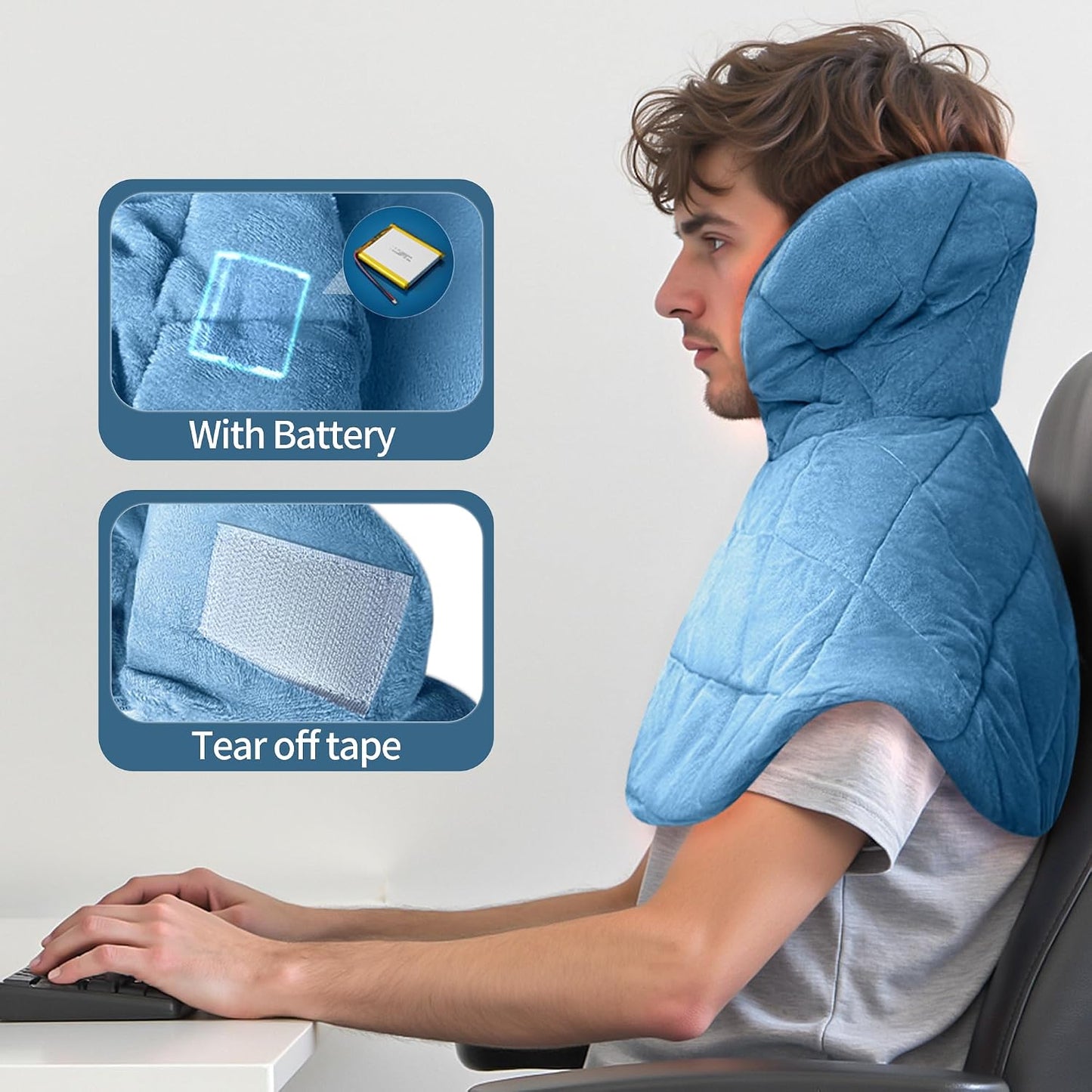 Cordless Neck Heating Pad, Heating Pad for Neck and Shoulders and Back, Neck Heater for Back Pain Relief with 3 Heat Settings-One Size