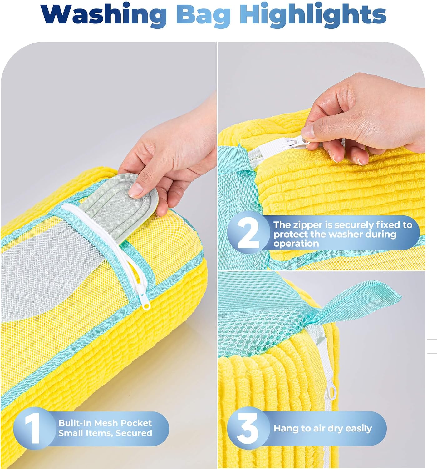 Shoe Washing Machine Bag 2-Pack, Reusable Heavy Duty Laundry Bag - 360° Deep Clean for Sneakers, Tennis Shoes in Washer & Dryer, Prevents Deformation, Yellow
