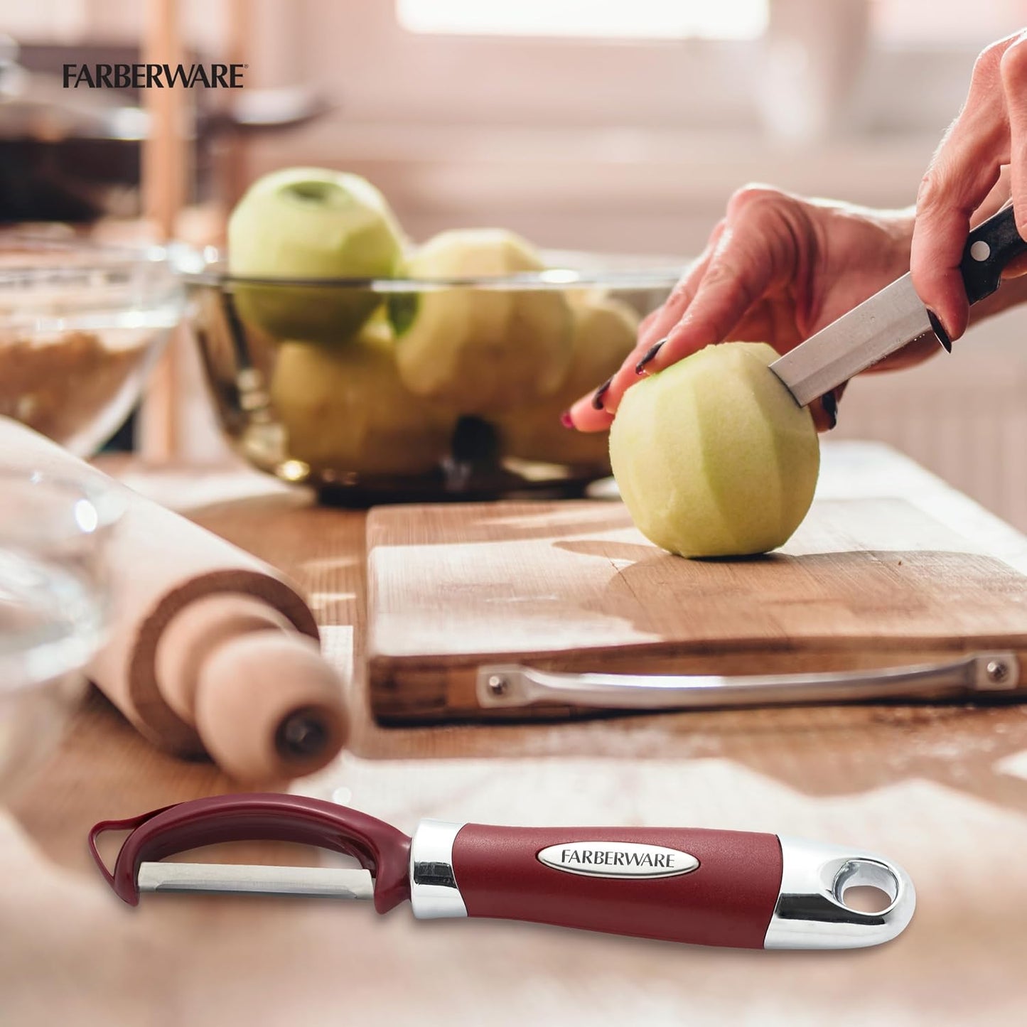 Farberware Vegetable Peeler, Pro2 Euro Peeler with Sharp Stainless Steel Swivel Blade and Ergonomic Handle, Dishwasher Safe, Aqua Sky