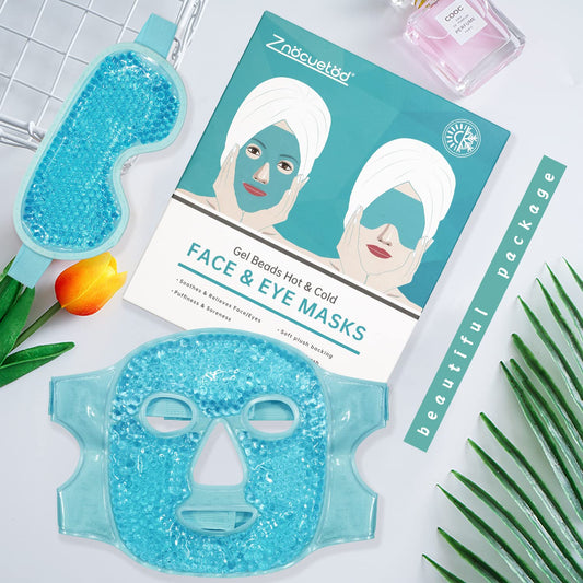 ZNÖCUETÖD Cold Face Ice Mask Facial Ice Pack, Hot Cold Compress for Face | Face SPA Gift for Woman Dark Circles Facial Puff, Pressure, Headaches, Skin Care, Post Laser Cosmetic Care, Reversible