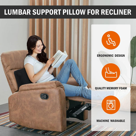 HOMBYS Lumbar Support Pillow for Recliner Chair, Memory Foam Back Support Cushion for Elderly,Extra Large Lumbar Support Pillow,Thick Backrest for Home Reading (Grey, 20“x13.5"x5")