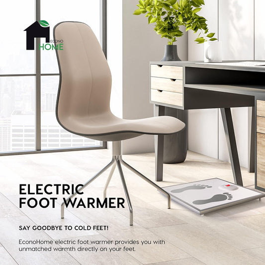 EconoHome Electric Foot Warmer - Foot Heater for Under the Desk, Office or Bedroom - Energy Efficient - Exclusive Overheat Protection Feet Warmer (70 Watts)