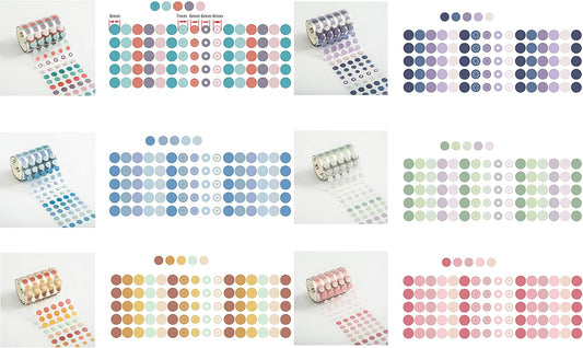6 Rolls Circle Stickers - Colorful Circles Stickers Pack - Translucent Color Coding Dots Labels - Assorted Color Code Sticker, for Customizing Planners to Do List Calendar