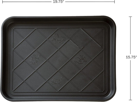 All-Weather Boot Tray - Water-Resistant Plastic Mud Pan, Pet Food Tray, and Outdoor or Indoor Shoe Mat for Entryway by Stalwart (Black)