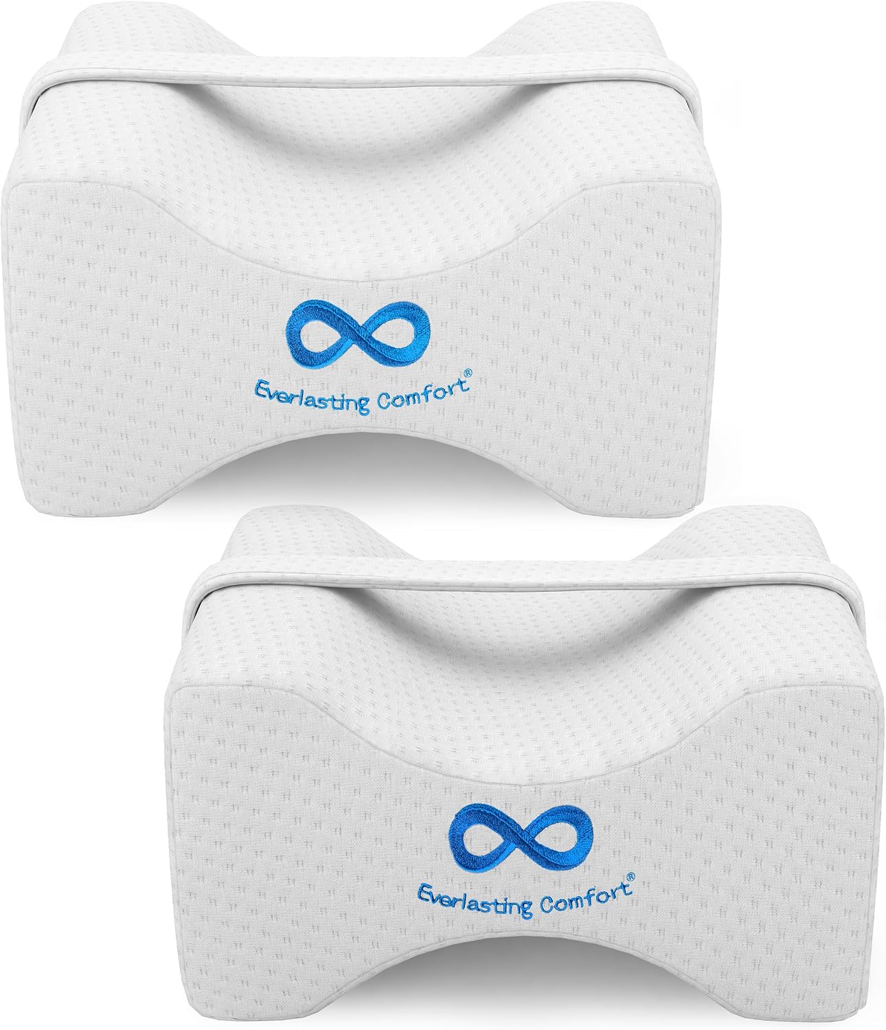 Everlasting Comfort Memory Foam Knee Pillow for Side Sleepers – Sciatica Pain Relief Pillow, Removable Strap Support – Leg Pillows for Sleeping Alignment, Knees, Back & Hip Cushion