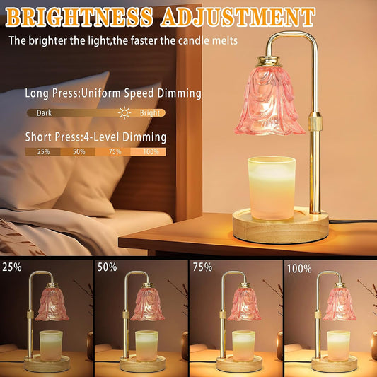 XJZJY Pink Flower Candle Warmer Lamp with Timer, Birthday Gifts for Women