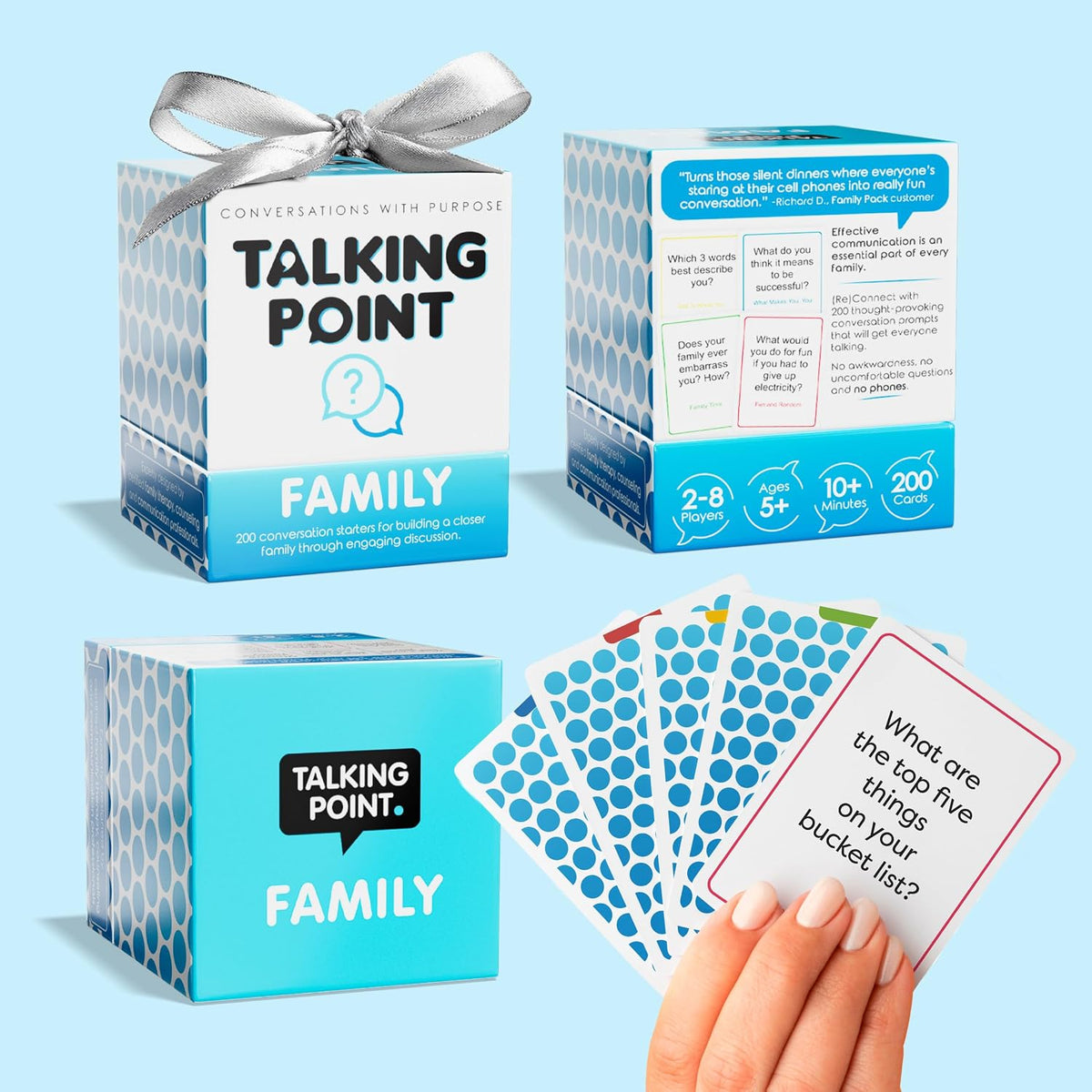 200 Family Conversation Cards for Kids, Teens & Adults - Question Card Game