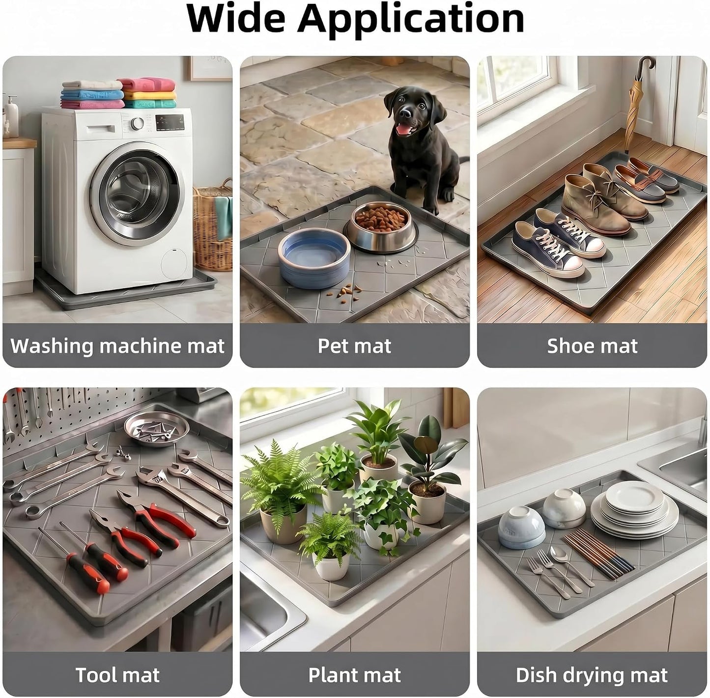 32"x30" Washing Machine Pan Silicone Mat, Upgraded 1" Raised Edges | Non-Slip Waterproof Washer Drip Tray for Under Washer & Dryer,Anti-Vibration Floor Protector for Refrigerator,Water Dispenser