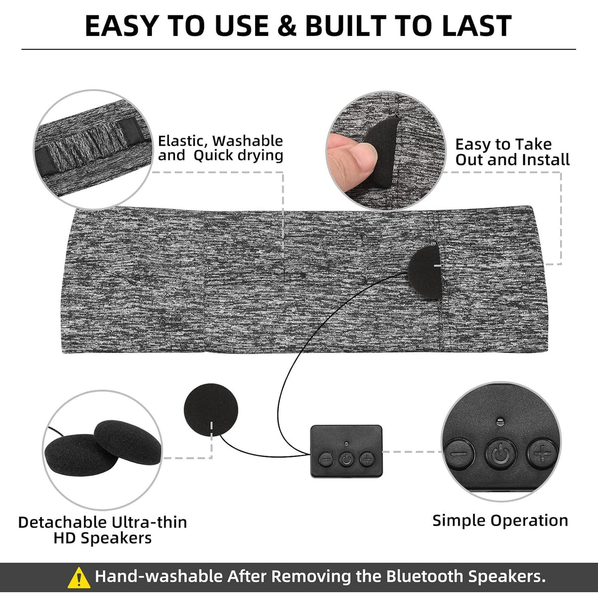 Sleeping Headphones Bluetooth Headband Headphones with Ultra-thin Speakers, Wireless Headband for Workout, Running, Yoga, Travel, Meditation-Dark Gray