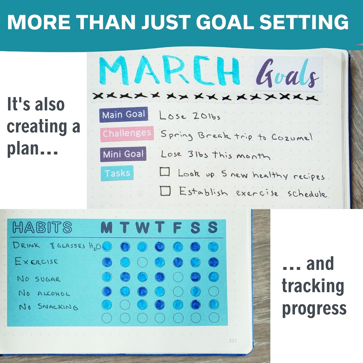 Improve Yourself Planner Stickers Set - Large Value Pack 24 Sheets Self-Improvement Sticker Pack - Goal Setting, Habit Trackers, Gratitude, Mood Tracker, Colorable Mandalas for Bullet Dotted Journals