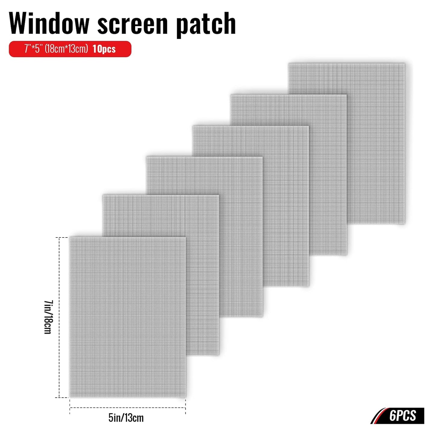 Matenf Window Screen Repair Patches, 4" x 4", 10 PCS, Black | 3-Layer Sticky Mesh Patches, Invisible Budget-Friendly, Tool-Free Waterproof Fix for Screen Tears, Holes and Pet Scratches