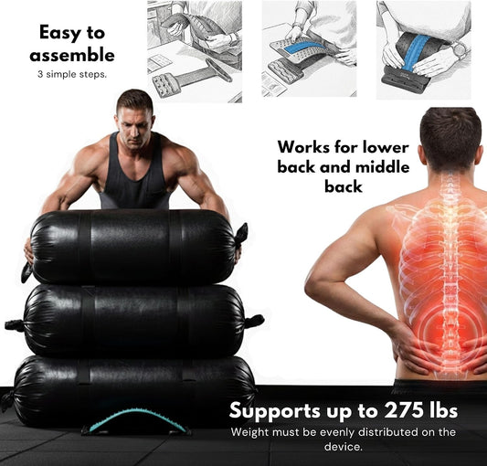 Just A Feeling Back Stretcher Lower - Lumbar Support & Back Cracker w/Silicone & Foam Pads - Spinal Decompression Device for Sciatica, Herniated Disc, Back Popper for Back Pain w/Chair Strap
