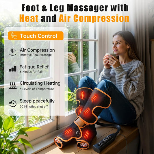 Leg Compression Massager with Heat for Circulation and Pain Relief