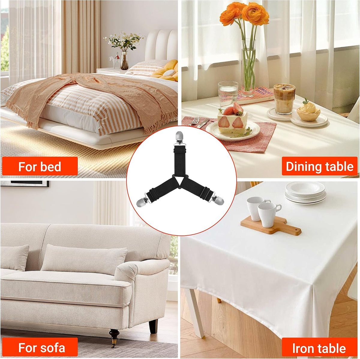 Bed Sheet Holder Straps Adjustable Non-Slip Sheet Clips