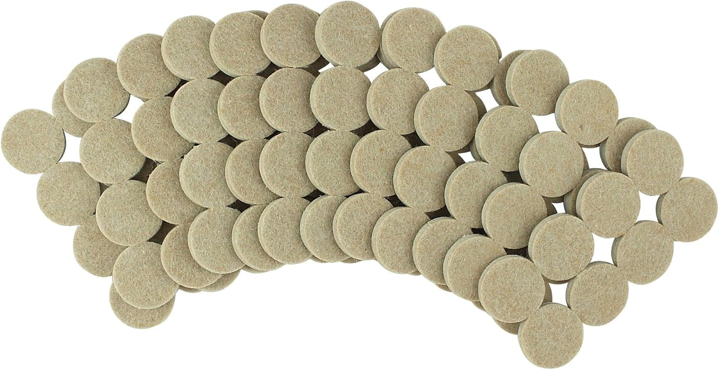 8725 Heavy Duty Self Adhesive Furniture Felt Pads 1-Inch Round Oatmeal 96-Piece Value Pack in Resealable Bag