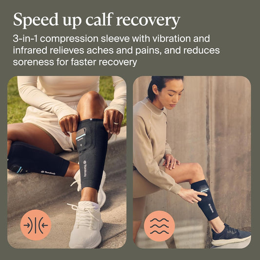 Therabody RecoveryPulse Calf - Compression and Vibration Sleeve for On The Go Relief, Reduce Soreness and Pain in Lower Legs, Increase Flexibility (Medium)