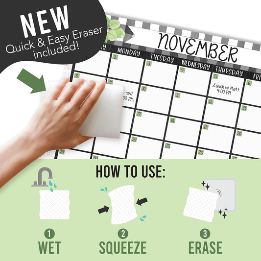 Hadley Designs Magnetic Calendar for Refrigerator - Kraft White Magnetic Dry Erase Calendar, Dry Erase Calendars for Wall, Magnet Fridge Calendars, Notepad for Fridge with Magnet