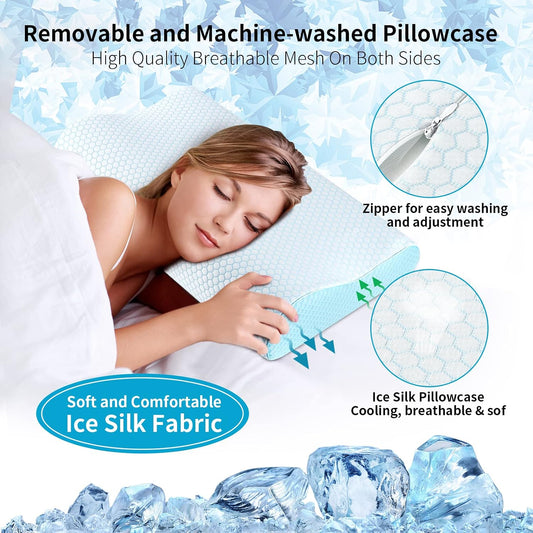 Memory Foam Pillows , Neck Pillow Queen Size Bed for Sleeping , Ergonomic Cervical Support Side Back Stomach Sleeper , Orthopedic Contour and Shoulder Pain