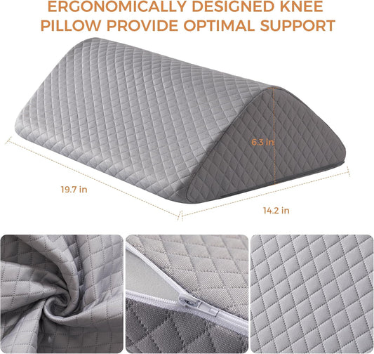 Knee Wedge Pillow 6.3'' for Post-Surgery Recovery-Leg Elevation Support for Sleep Position, Alleviating Lower Back & Hip Pain Enhancing Circulation in Ankles Legs Triangle Pillow with Removable Cover