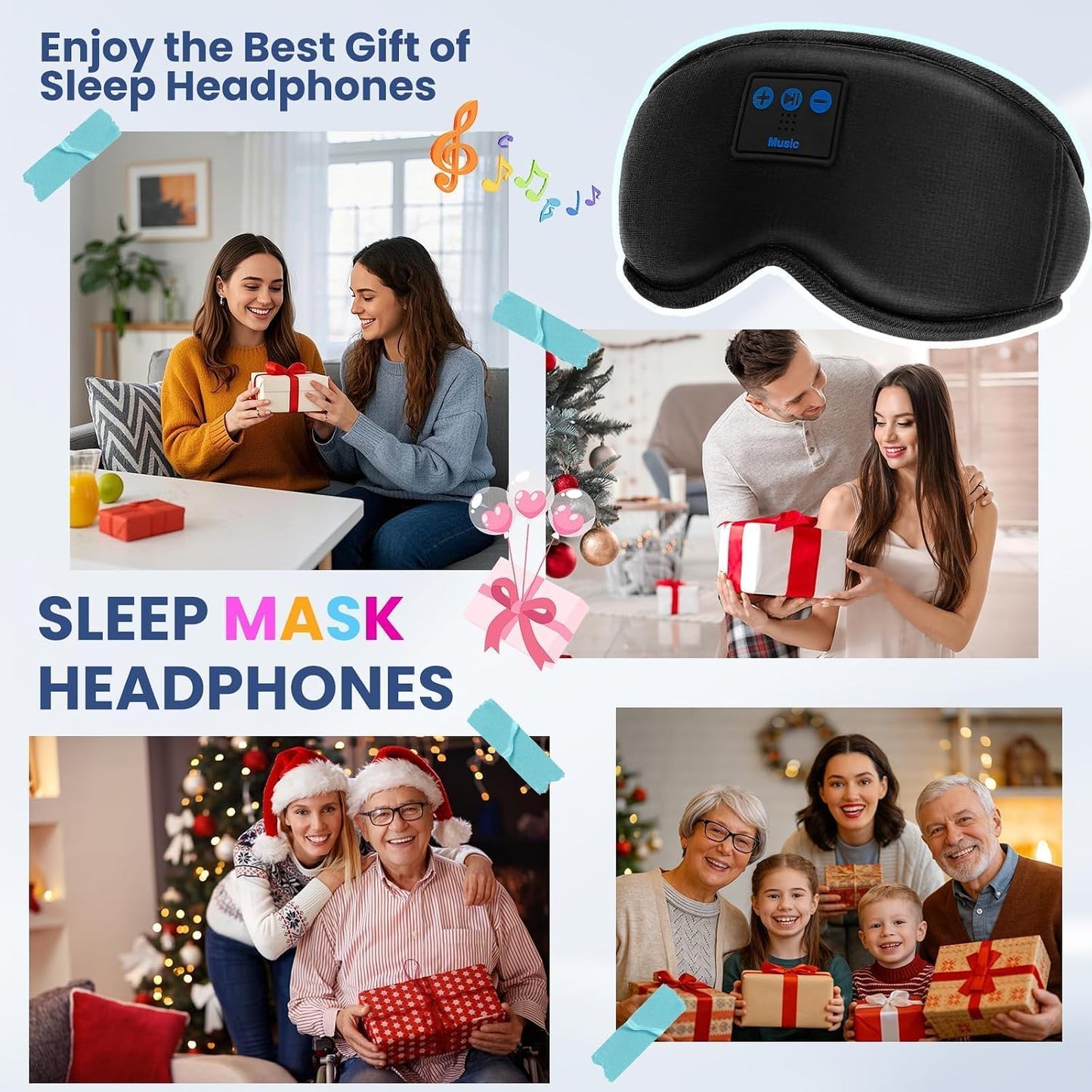 Sleep Headphones, HILDCROA Sleep Mask with Bluetooth Headphones, Sleeping Earphones for Side Sleeper, Bluetooth Eye Mask for Sleeping, Meditation & Travel