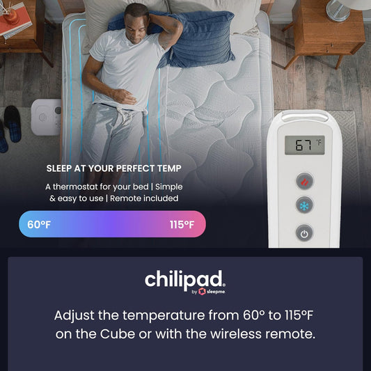 Chilipad Cube Bed Cooling System - Cooling & Heating Mattress Topper, Set Individual Bed Temperature, Cool Sleep Enhancement, Temp Range of 60-115°F, ME Half Queen Bedsize (30"W x 80"L), Model: CP500