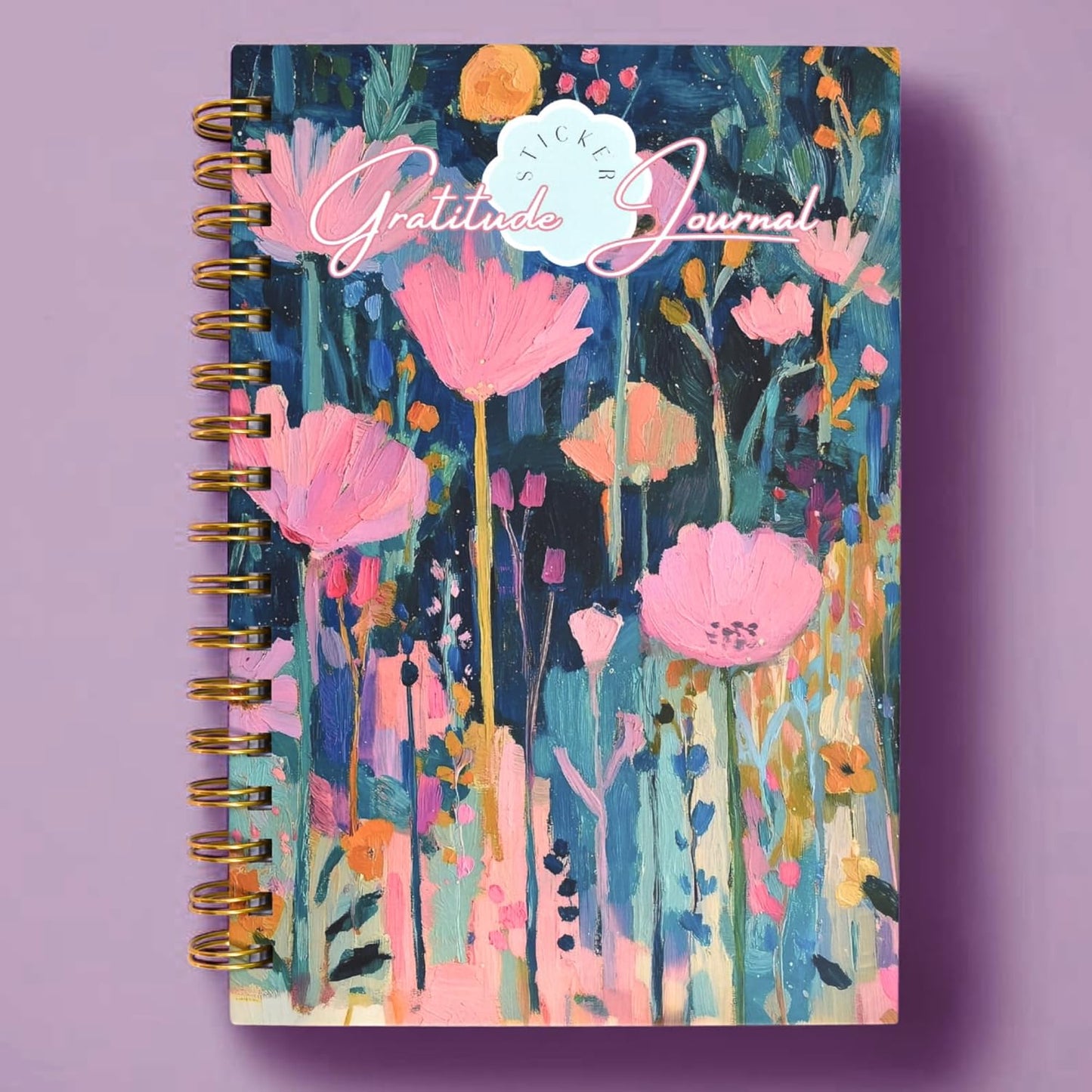 One Minute Gratitude Journal - One Line a Day - Daily Gratitude Sticker Journal for Happiness, Mindfulness, Positivity and Reflection - Hardcover Spiral Bound Yearly Diary for Personal Growth