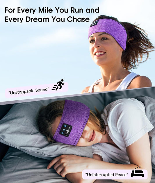 MUSICOZY Bluetooth 5.4 Sleep Headphones Headband Sports Wireless Audio | Earbuds 2 in 1 Design with Breathable Stretch Fabric, HD Stereo Sound Speakers for Workout Yoga Running, Nighttime Sleep Use