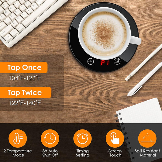 Coffee Mug Warmer, Mug Warmer for Desk 2 Temp Settings Auto ON/Off Coffee Cup Warmer with 1-12H Timer, Smart Coffee Warmer Candle Warmer for Warming & Heating Coffee, Beverage, Milk, Tea, Warm Gift