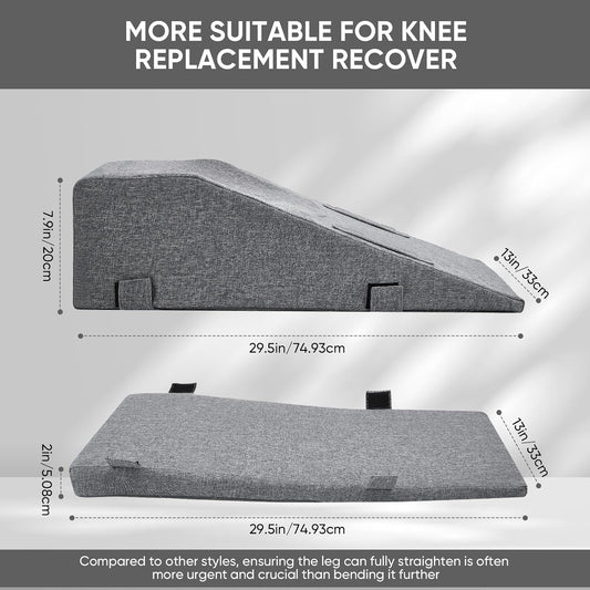 Leg Elevation Pillows for After Surgery, Adjustable Height | Breathable Linen-Cotton Cover Knee Surgery Pillow for Hip Ankle Pain Relief, Knee Replacement Recovery Aids, Machine-Washable Cover