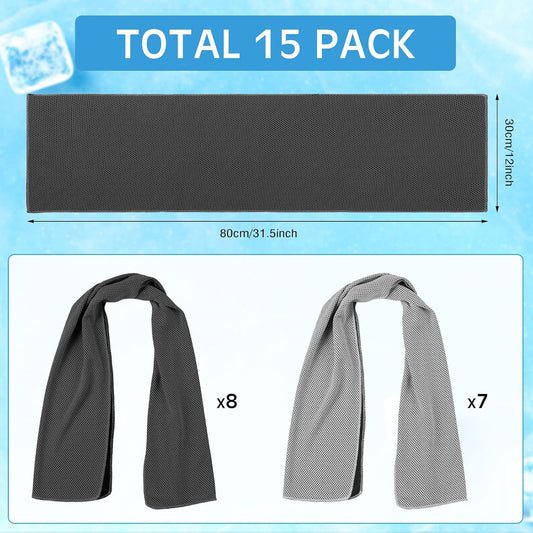 BBTO Cooling Towel Microfiber Ice Cool Cold Sport Face and Neck Soft Breathable Chilly Sweat Towel for Yoga Gym Workout Hot Weather Camping Running, 32 x 12 Inches