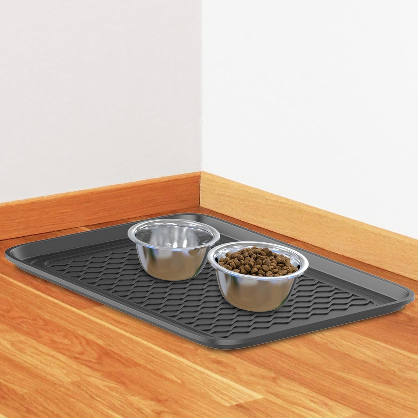 Stalwart All-Weather Outdoor or Indoor Boot Tray, Black | Weather-Resistant Hard Plastic Shoe Mat with Raised Edge for Deck, Patio, or Entryway Decor