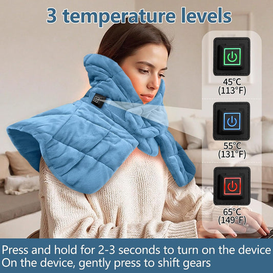 Cordless Neck Heating Pad, Heating Pad for Neck and Shoulders and Back, Neck Heater for Back Pain Relief with 3 Heat Settings-One Size