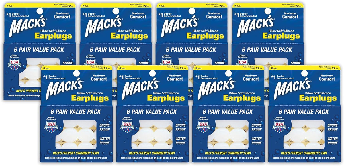 Mack's Pillow Soft Silicone Earplugs - 6 Pair (Pack of 2), Value Pack – The Original Moldable Silicone Putty Ear Plugs for Sleeping, Snoring, Swimming, Travel, Concerts and Studying