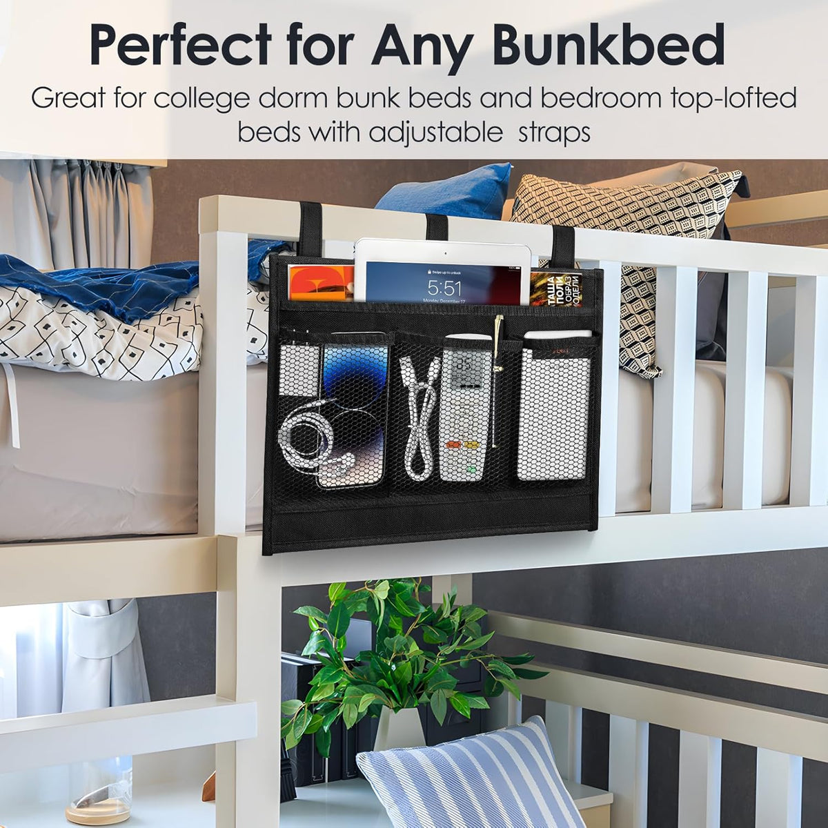 Bedside Caddy Storage Organizer, Hanging Storage Bag Pocket