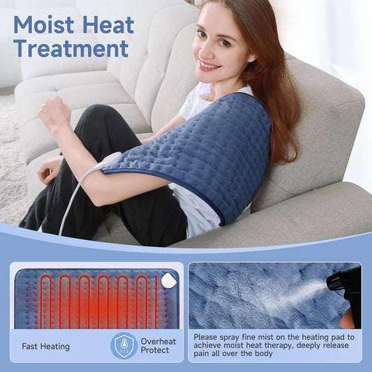 NBKLS Heating Pads for Back Neck Shoulder Pain, Electric Heating Pad Auto Shut Off, Fast Heat, Large Heating Pad Christmas Gift for Women Men, Birthday Gifts for Mom Dad (Blue)