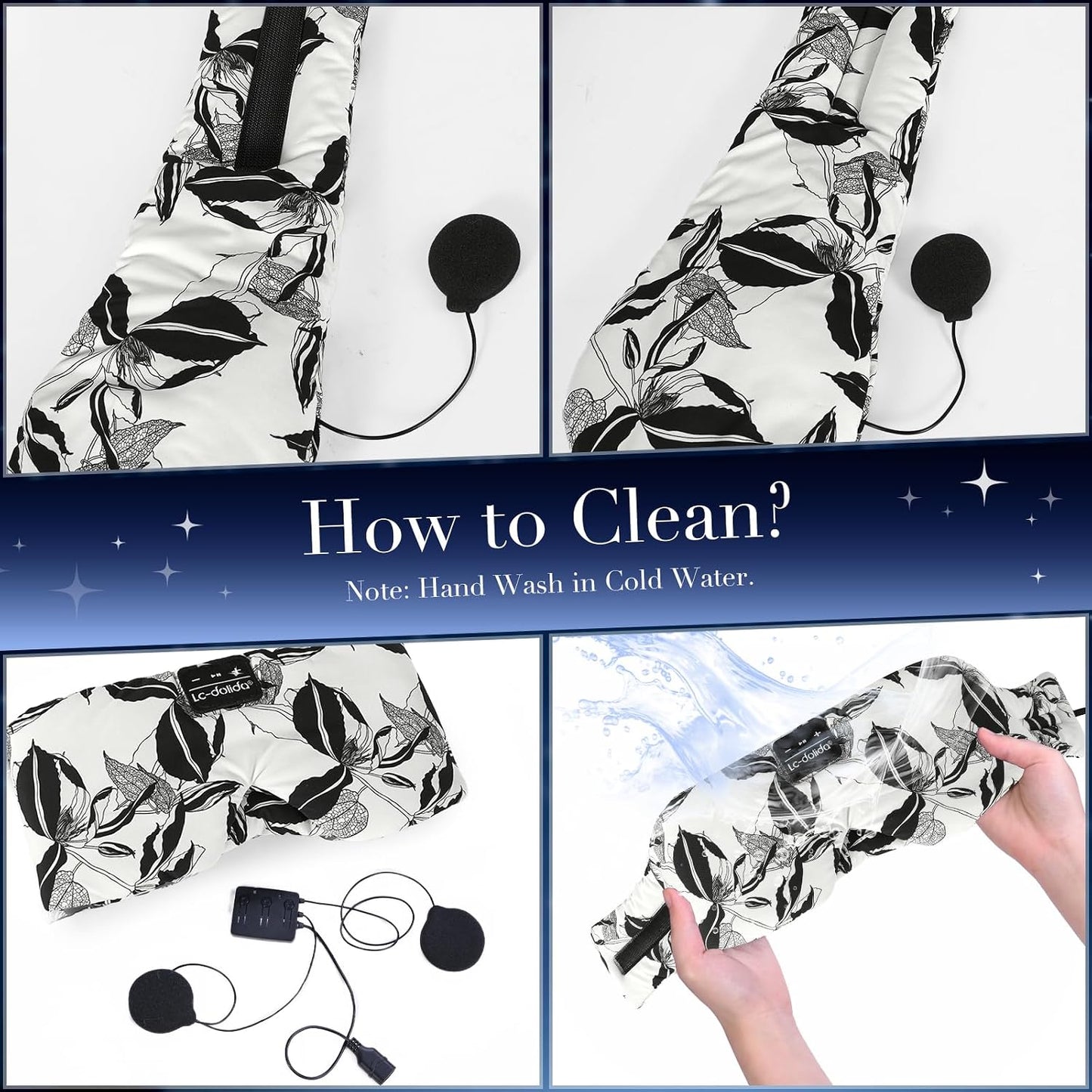 Luxury Bluetooth 5.4 Sleep Mask for Adults - Ice Fiber Cooling & HD Sound, 100% Light Blocking Adjustable Eye Cover for Travel & Side Sleepers - Soft Sleep Headphones with 10H Playtime
