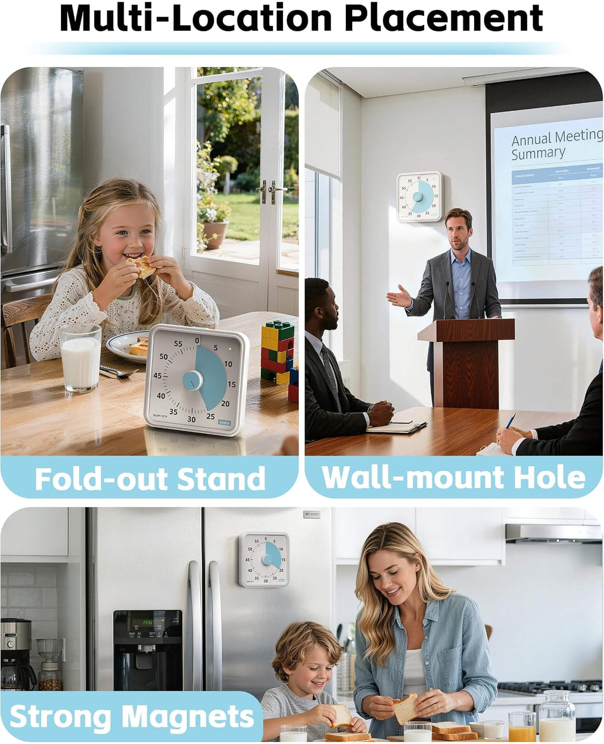 8-Inch Large Visual Timer for Kids 60-Minute Classroom Timer Magnetic