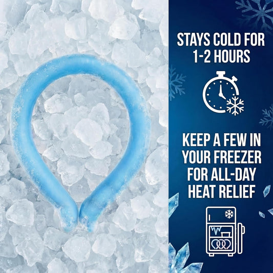 CoolTimeUSA Neck Cooling Tube | Wearable Cooling Neck Wraps for Summer Heat I Hands Free Cold Pack | Reusable Cooler (Blue)