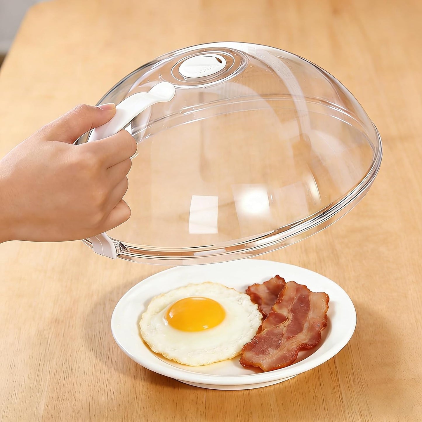 11 Inch Microwave Splatter Cover, Microwave Cover for Food with Handle & Adjustable Steam Vents, Anti-Splatter Plate Lid for Heating, Splatter Guard for Microwave Oven, BPA-Free