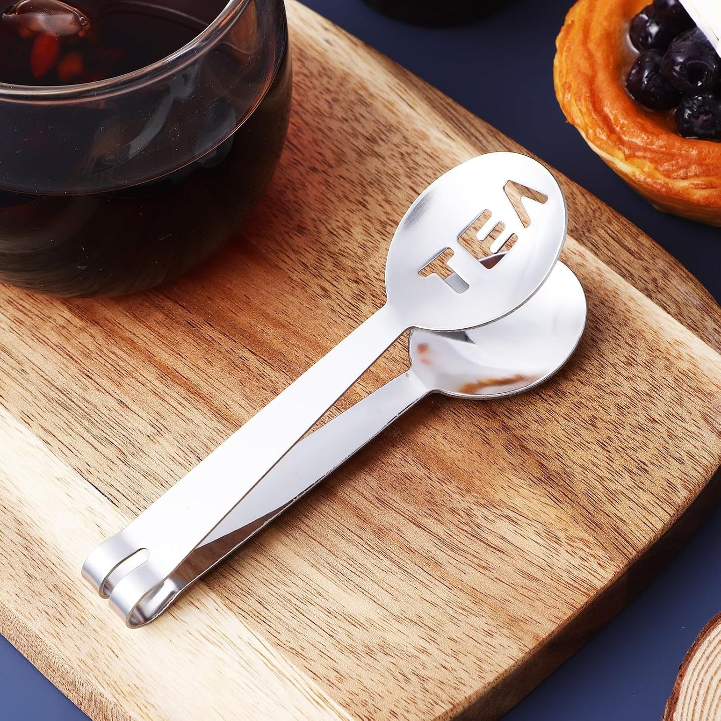 ABOOFAN Tea Bag Squeezer Tongs Set for Stainless Steel 6 Pcs Multi-functional Fine Mesh Strainer and Well-designed Head Food-grade Tea Tongs Easy to Transport Serving and Cooking