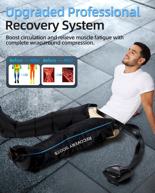 YINGGG Upgraded Leg Compression Recovery System, Cordless Professional Full Leg Compression Massager Boots with Heat, Pro Sequential Compression Device for Circulation Warm-up and Fast Recovery-Medium