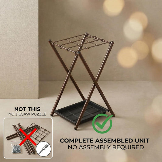 Folding Umbrella Storage Stand Rack Holder Organizer Bin for Entryway Home Commercial Office Décor with Drip Tray