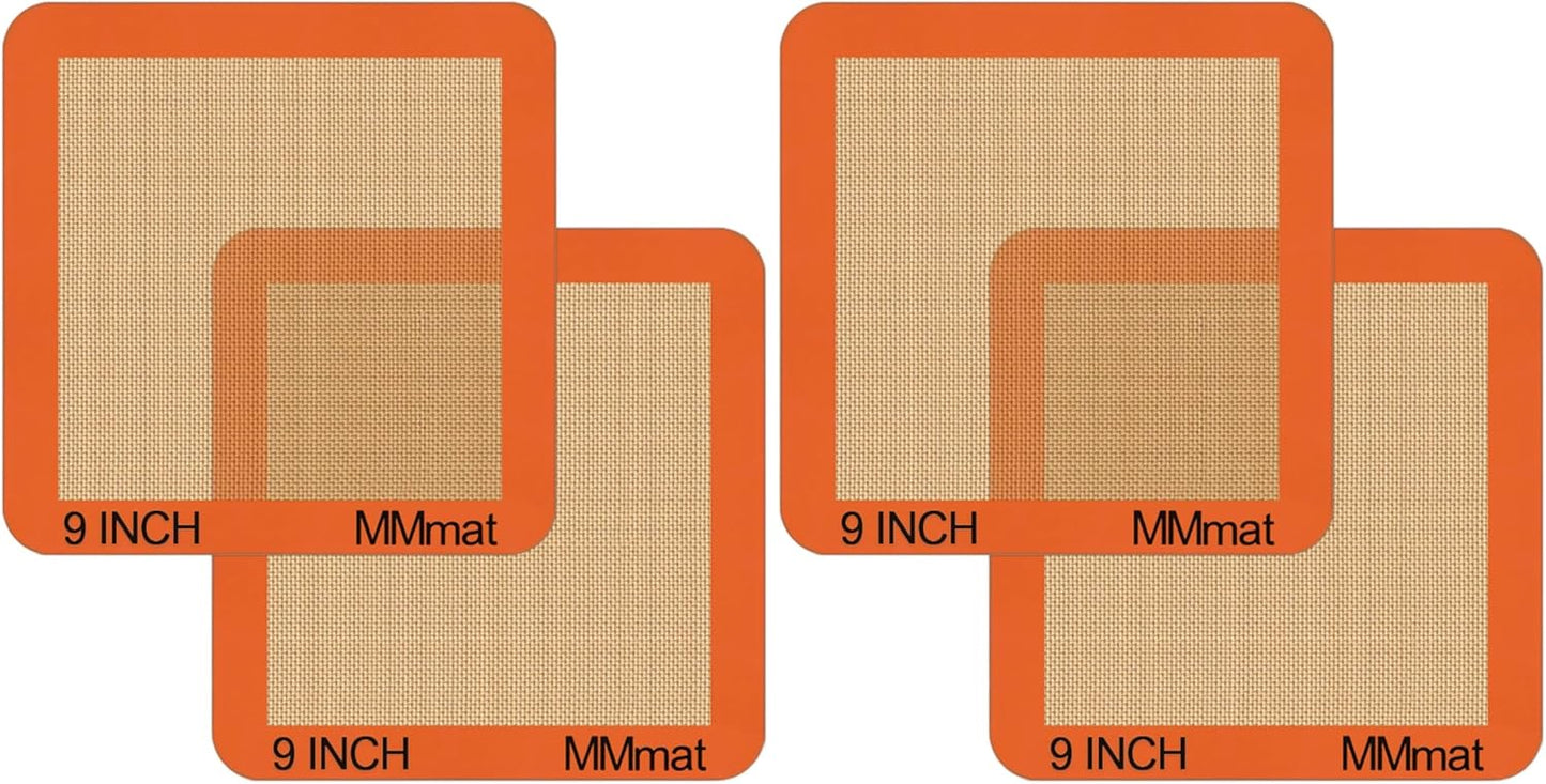 Best German Silicone Baking Mats - 8 inch | Set of 2 Square Non-Stick Reusable Air Fryer Linner, Non Slip, BPA Free, PFOA Free, Non-toxic, Dishwasher Safe