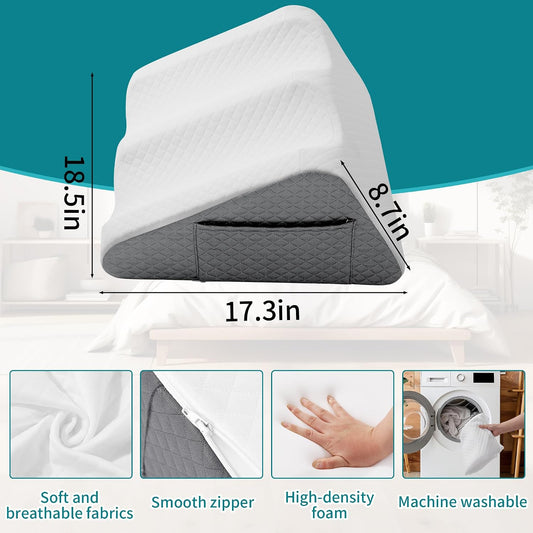 Leg Elevation Pillows for After Surgery, 8.7'' Foam Leg Support and Elevation Knee Pillow, Knee Replacement Recovery Aids for Relieves Hip, Knee Pain and Improves Blood Circulation