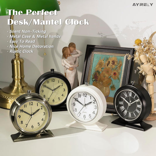 AYRELY® 5.5" Vintage Metal Alarm Clock, Desk and Table Clock for Shelf