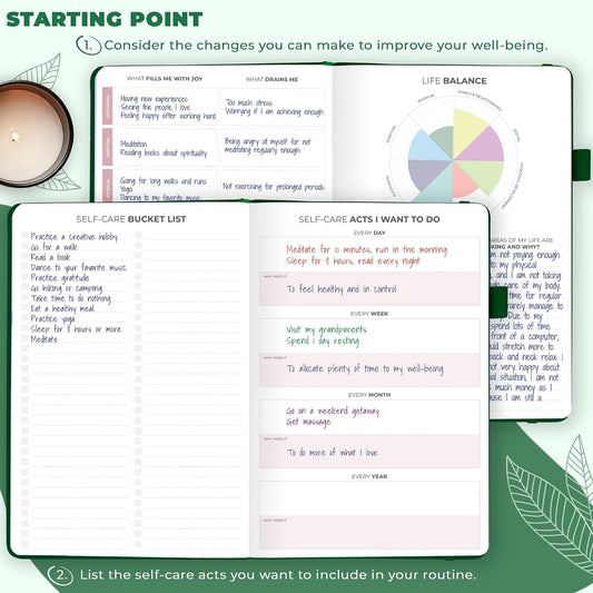 Clever Fox Self-Care Journal – Wellness & Daily Reflection Notebook – Mental Health & Personal Development Journal – Self-Care, Meditation & Mood Journal for Women & Men – A5 Size (Forest Green) | 3-month mental health journal, habit tracker, wellness